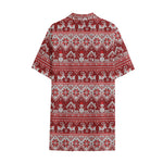 Merry Christmas Knitted Pattern Print Cotton Hawaiian Shirt