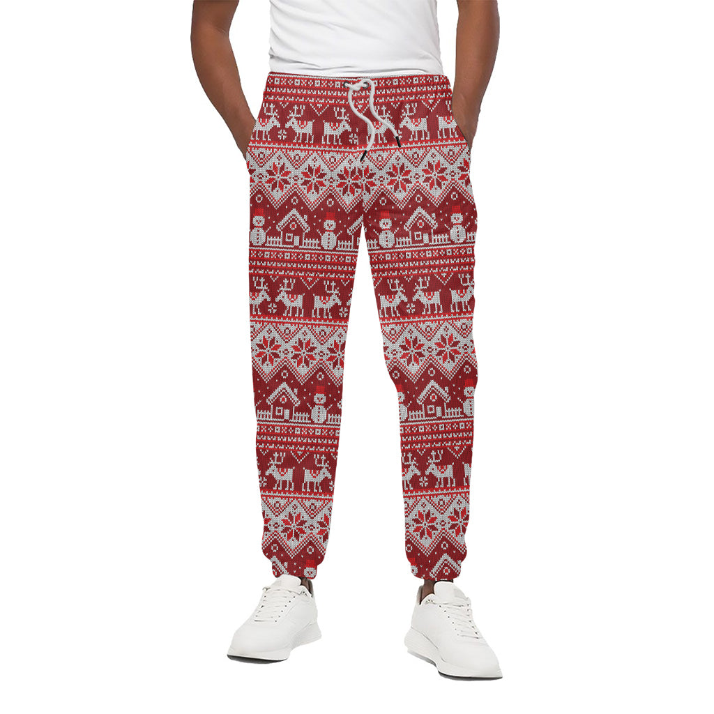 Merry Christmas Knitted Pattern Print Cotton Pants