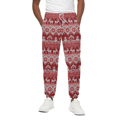 Merry Christmas Knitted Pattern Print Cotton Pants