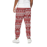 Merry Christmas Knitted Pattern Print Cotton Pants