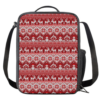 Merry Christmas Knitted Pattern Print Crossbody Lunch Bag