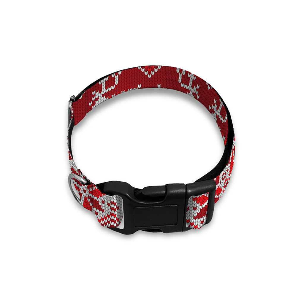 Merry Christmas Knitted Pattern Print Dog Collar