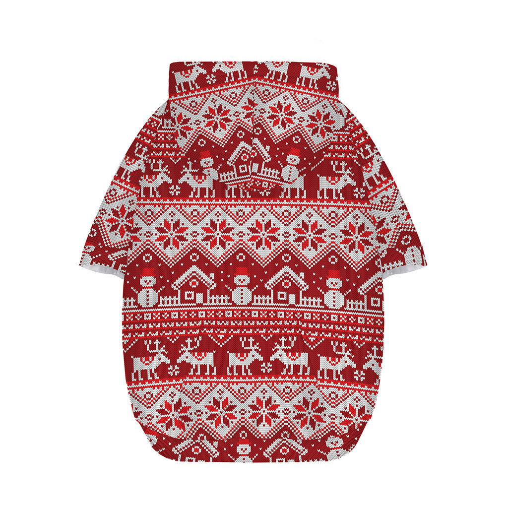 Merry Christmas Knitted Pattern Print Dog Zip Up Hoodie