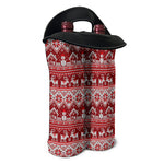 Merry Christmas Knitted Pattern Print Double Neoprene Wine Tote