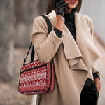 Merry Christmas Knitted Pattern Print Double Strap Bible Bag