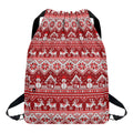 Merry Christmas Knitted Pattern Print Drawstring Backpack