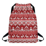 Merry Christmas Knitted Pattern Print Drawstring Backpack