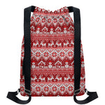 Merry Christmas Knitted Pattern Print Drawstring Backpack