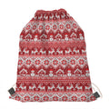 Merry Christmas Knitted Pattern Print Drawstring Bag