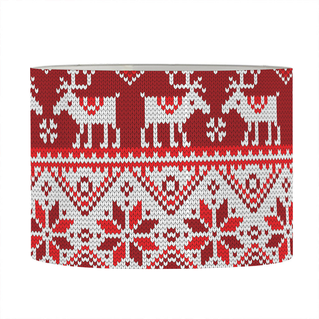 Merry Christmas Knitted Pattern Print Drum Lamp Shade