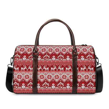 Merry Christmas Knitted Pattern Print Duffle Bag