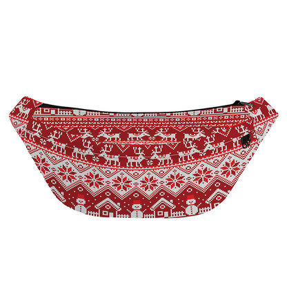 Merry Christmas Knitted Pattern Print Fanny Pack