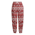 Merry Christmas Knitted Pattern Print Fleece Lined Knit Pants