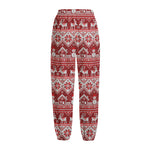 Merry Christmas Knitted Pattern Print Fleece Lined Knit Pants