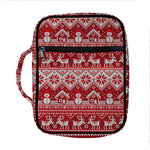Merry Christmas Knitted Pattern Print Front Pocket Bible Bag