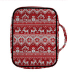 Merry Christmas Knitted Pattern Print Front Pocket Bible Bag