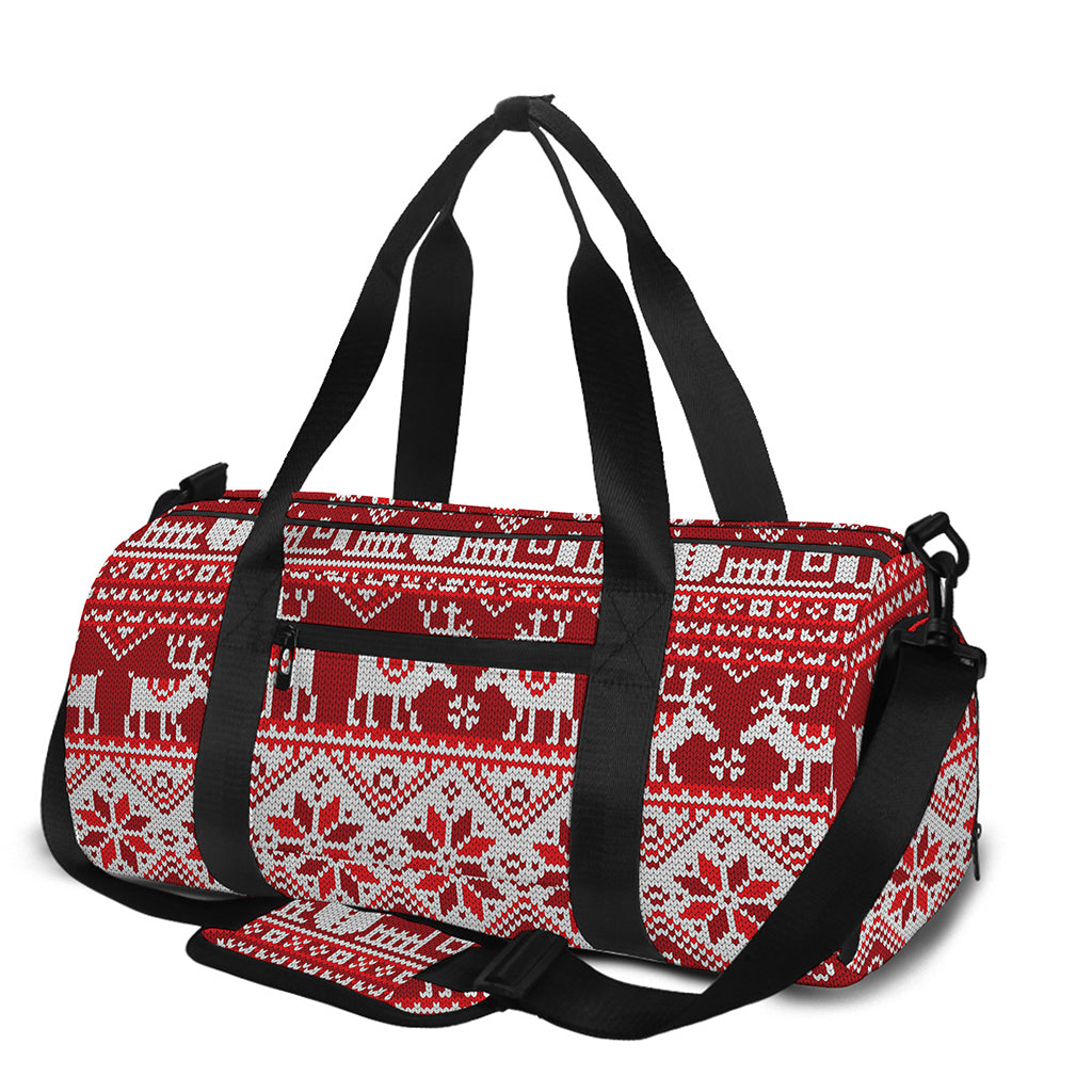 Merry Christmas Knitted Pattern Print Gym Bag