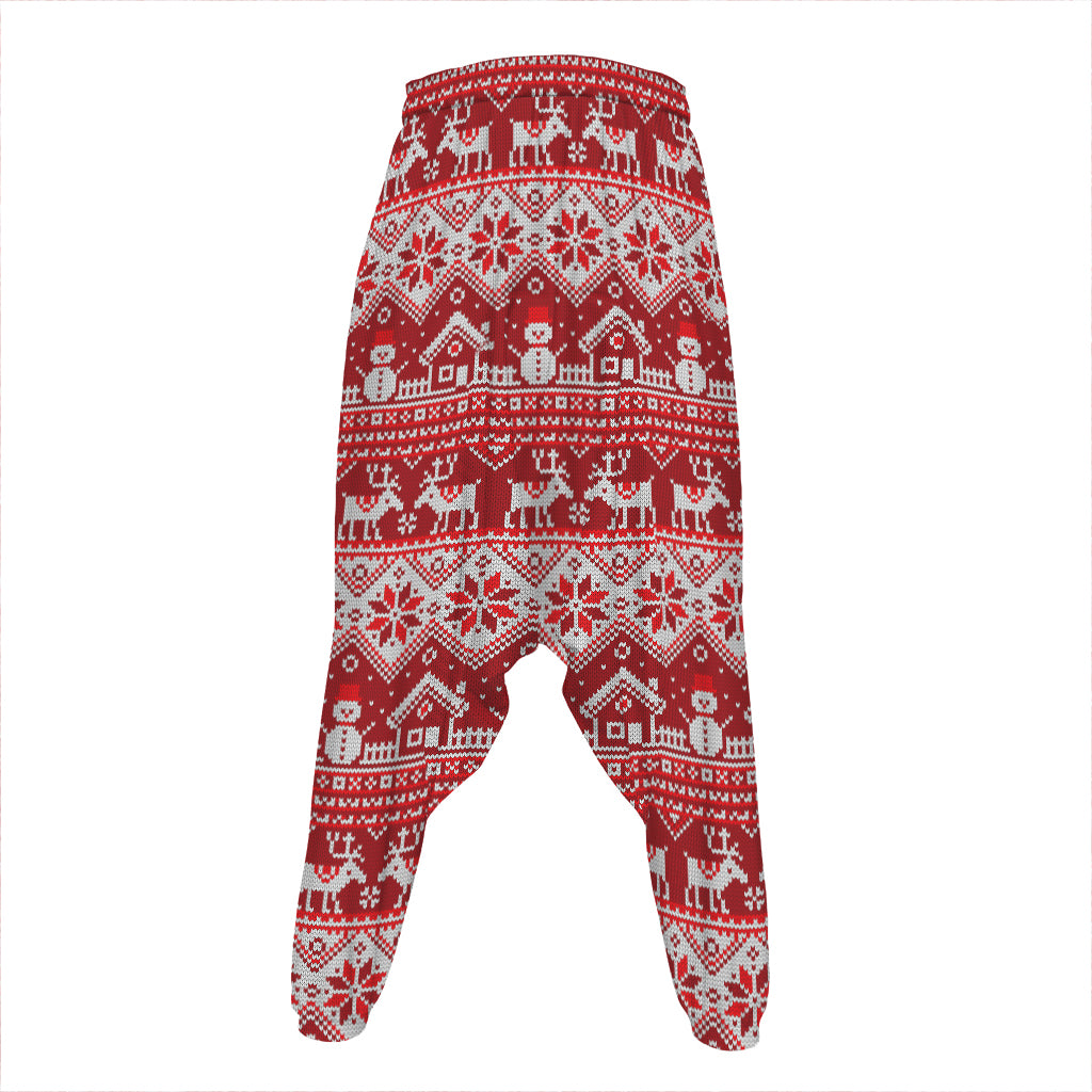 Merry Christmas Knitted Pattern Print Hammer Pants