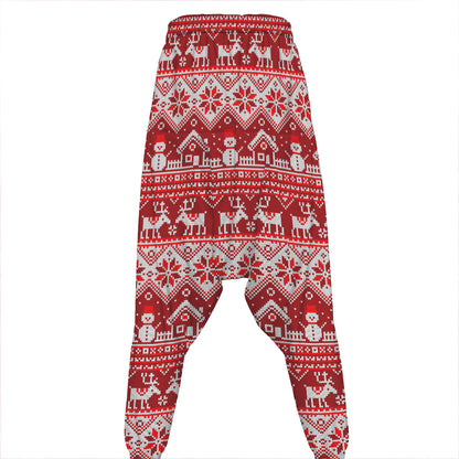 Merry Christmas Knitted Pattern Print Hammer Pants