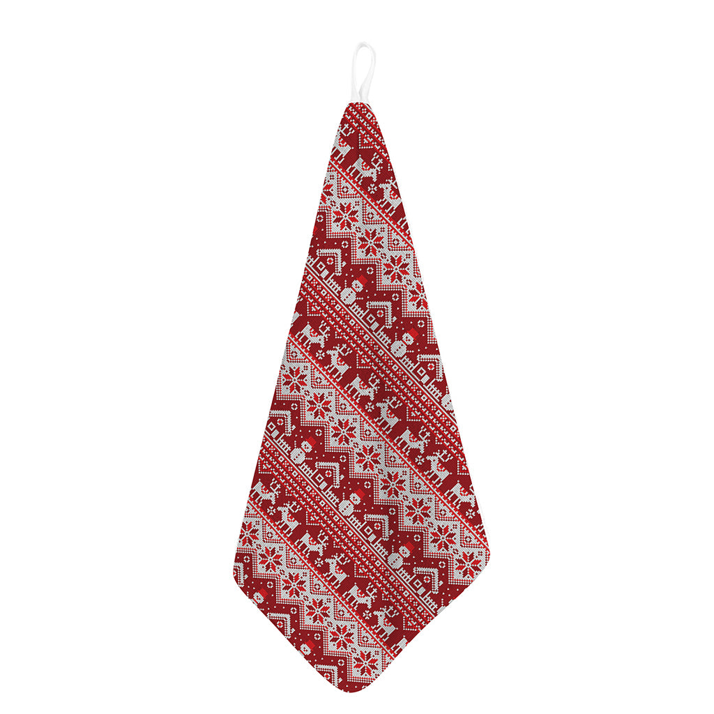 Merry Christmas Knitted Pattern Print Hand Towel