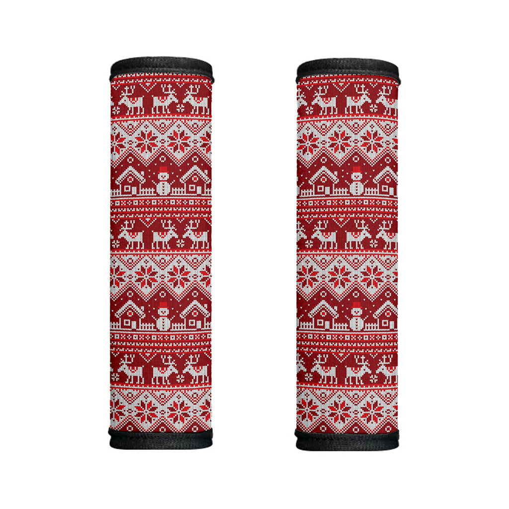 Merry Christmas Knitted Pattern Print Handle Covers