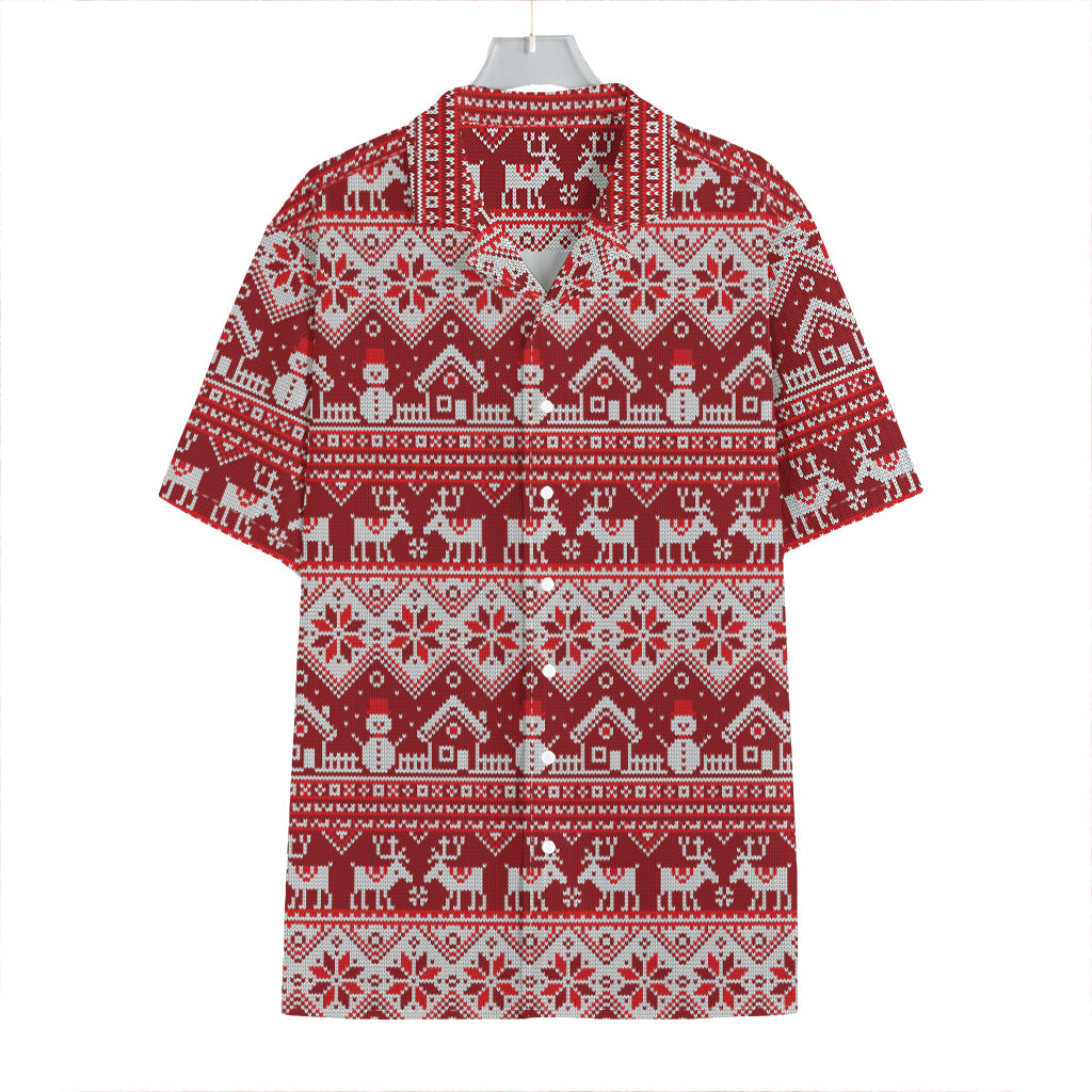 Merry Christmas Knitted Pattern Print Hawaiian Shirt