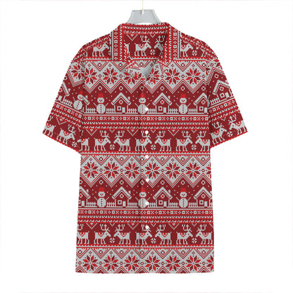 Merry Christmas Knitted Pattern Print Hawaiian Shirt