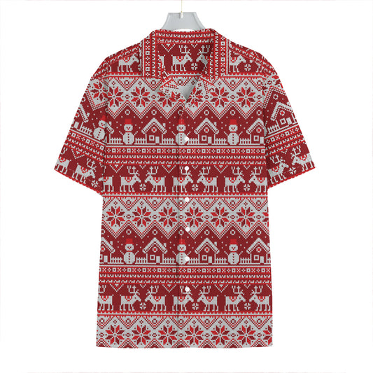 Merry Christmas Knitted Pattern Print Hawaiian Shirt