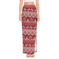 Merry Christmas Knitted Pattern Print High Slit Maxi Skirt