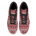 Merry Christmas Knitted Pattern Print High Top Leather Sneakers