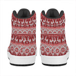 Merry Christmas Knitted Pattern Print High Top Leather Sneakers