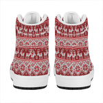 Merry Christmas Knitted Pattern Print High Top Leather Sneakers
