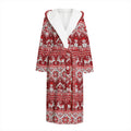 Merry Christmas Knitted Pattern Print Hooded Bathrobe