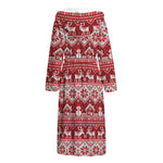 Merry Christmas Knitted Pattern Print Hooded Bathrobe
