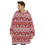 Merry Christmas Knitted Pattern Print Hoodie Blanket
