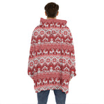 Merry Christmas Knitted Pattern Print Hoodie Blanket