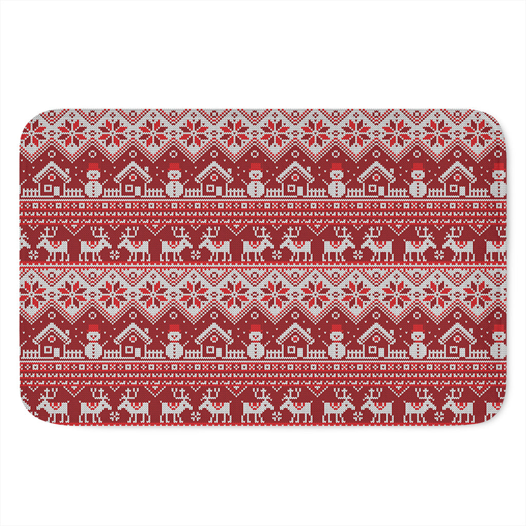 Merry Christmas Knitted Pattern Print Indoor Door Mat