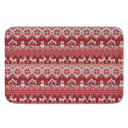 Merry Christmas Knitted Pattern Print Indoor Door Mat