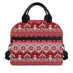Merry Christmas Knitted Pattern Print Insulated Lunch Bag