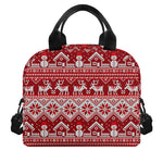 Merry Christmas Knitted Pattern Print Insulated Lunch Bag