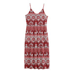 Merry Christmas Knitted Pattern Print Jersey Midi Cami Dress