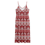 Merry Christmas Knitted Pattern Print Jersey Midi Cami Dress