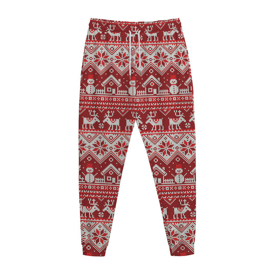 Merry Christmas Knitted Pattern Print Jogger Pants
