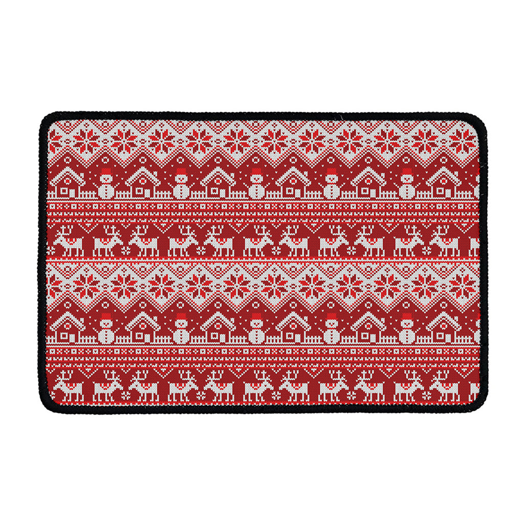 Merry Christmas Knitted Pattern Print Kitchen Mat