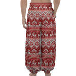 Merry Christmas Knitted Pattern Print Lantern Pants