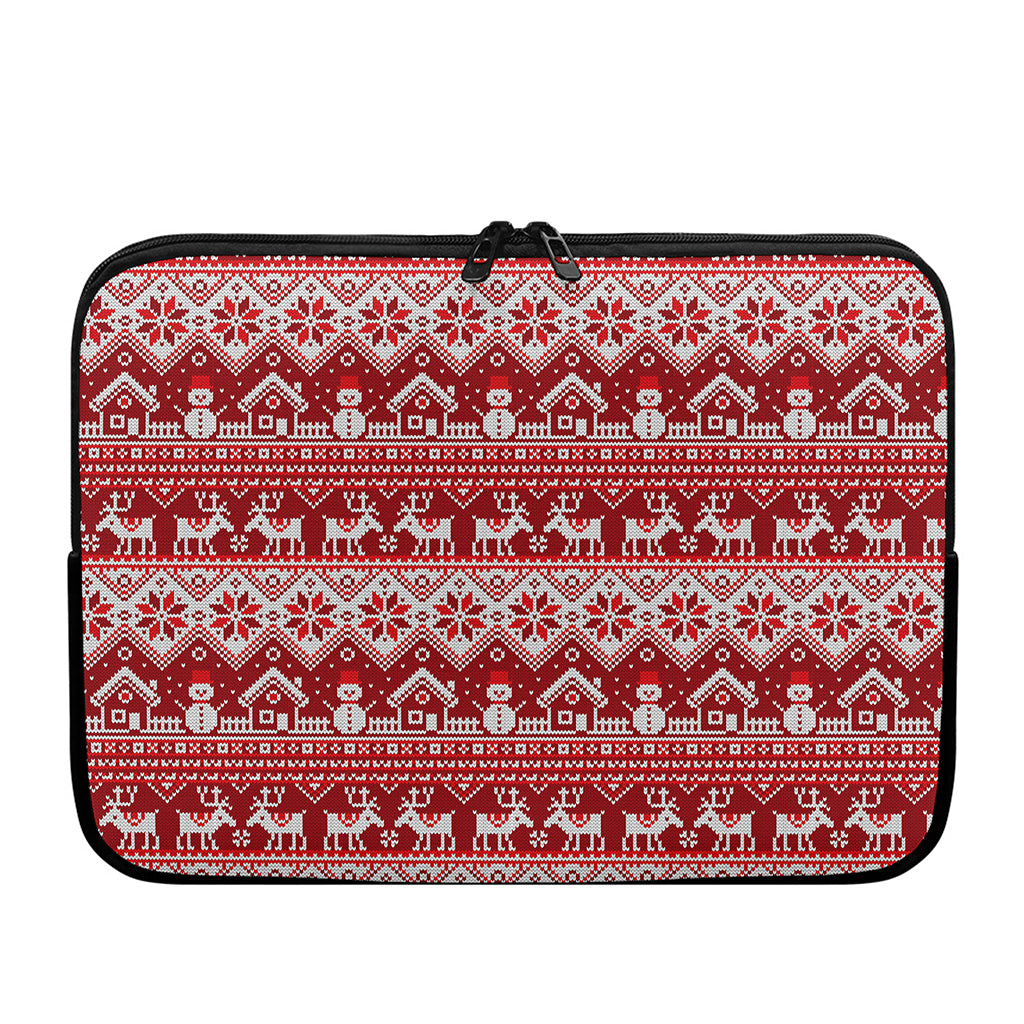 Merry Christmas Knitted Pattern Print Laptop Sleeve