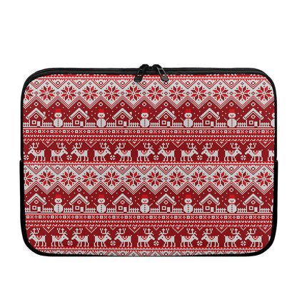 Merry Christmas Knitted Pattern Print Laptop Sleeve