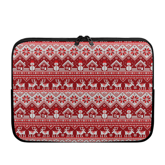 Merry Christmas Knitted Pattern Print Laptop Sleeve