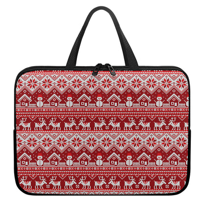 Merry Christmas Knitted Pattern Print Laptop Sleeve With Handle