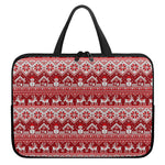 Merry Christmas Knitted Pattern Print Laptop Sleeve With Handle